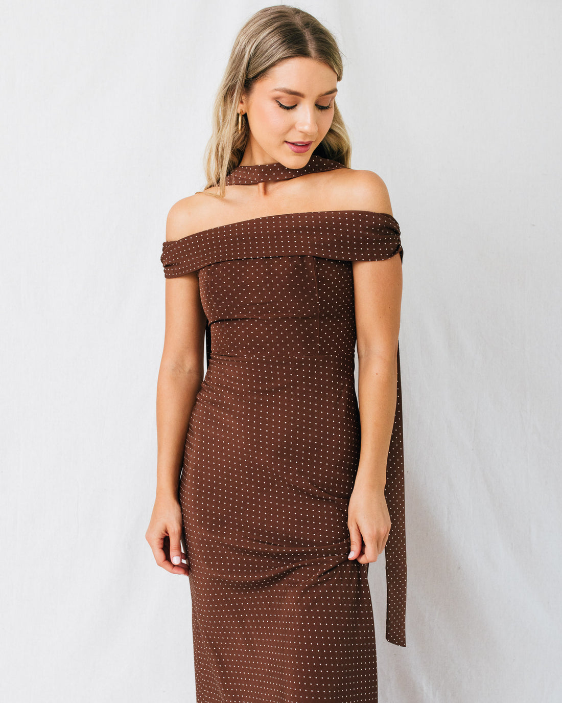 Laura Ruffle Detail Polka Dot Midi Dress