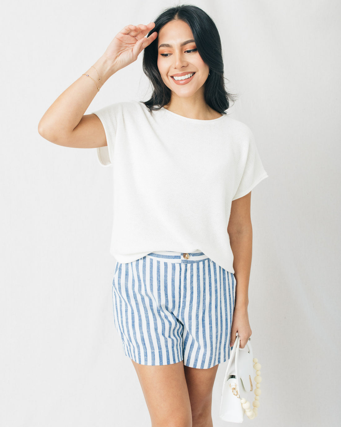 Kayla Basic Knit Boxy Cut Sweater Tee