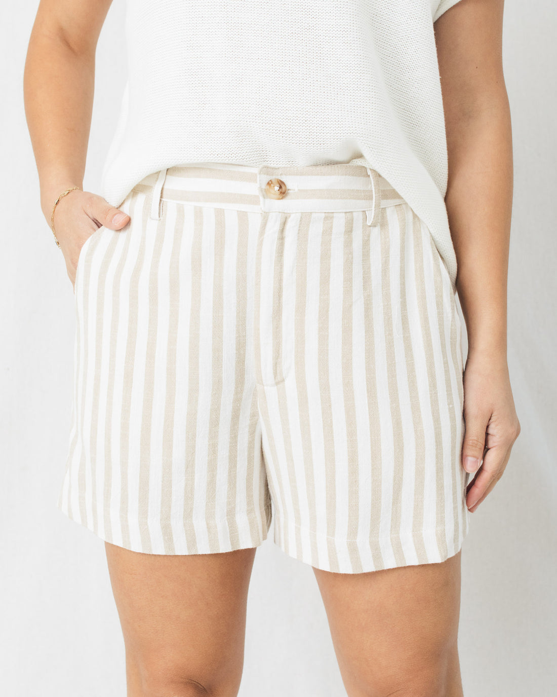 Coastal  Front Button w/Belt Loops Striped Shorts