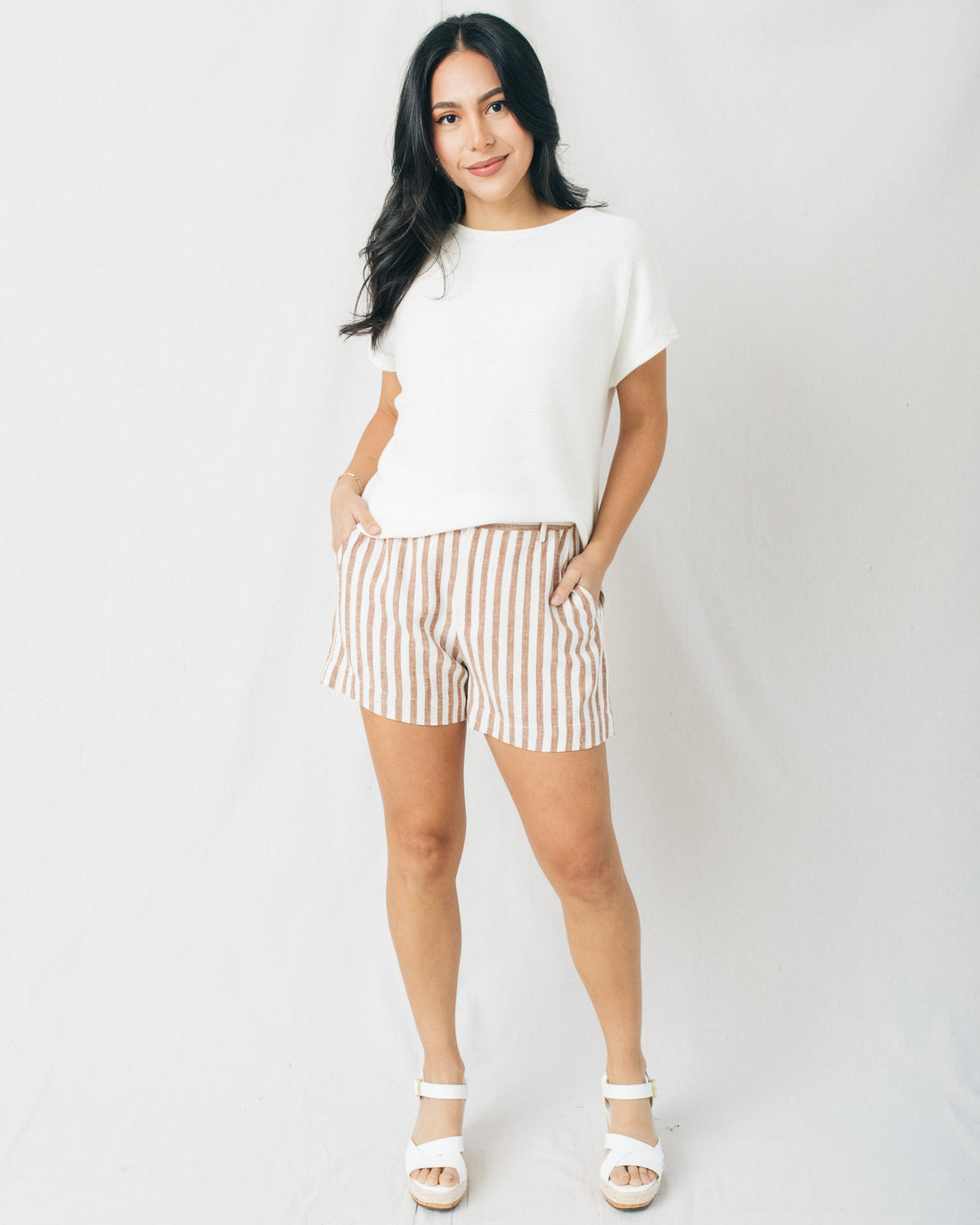 Coastal  Front Button w/Belt Loops Striped Shorts