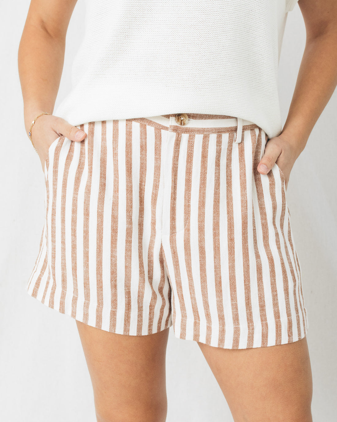 Coastal  Front Button w/Belt Loops Striped Shorts