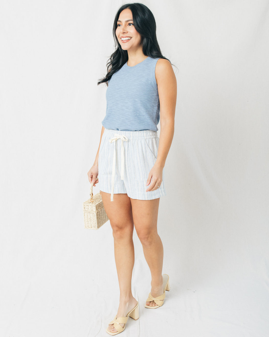 Malibu Days Textured Stripe Drawstring Shorts