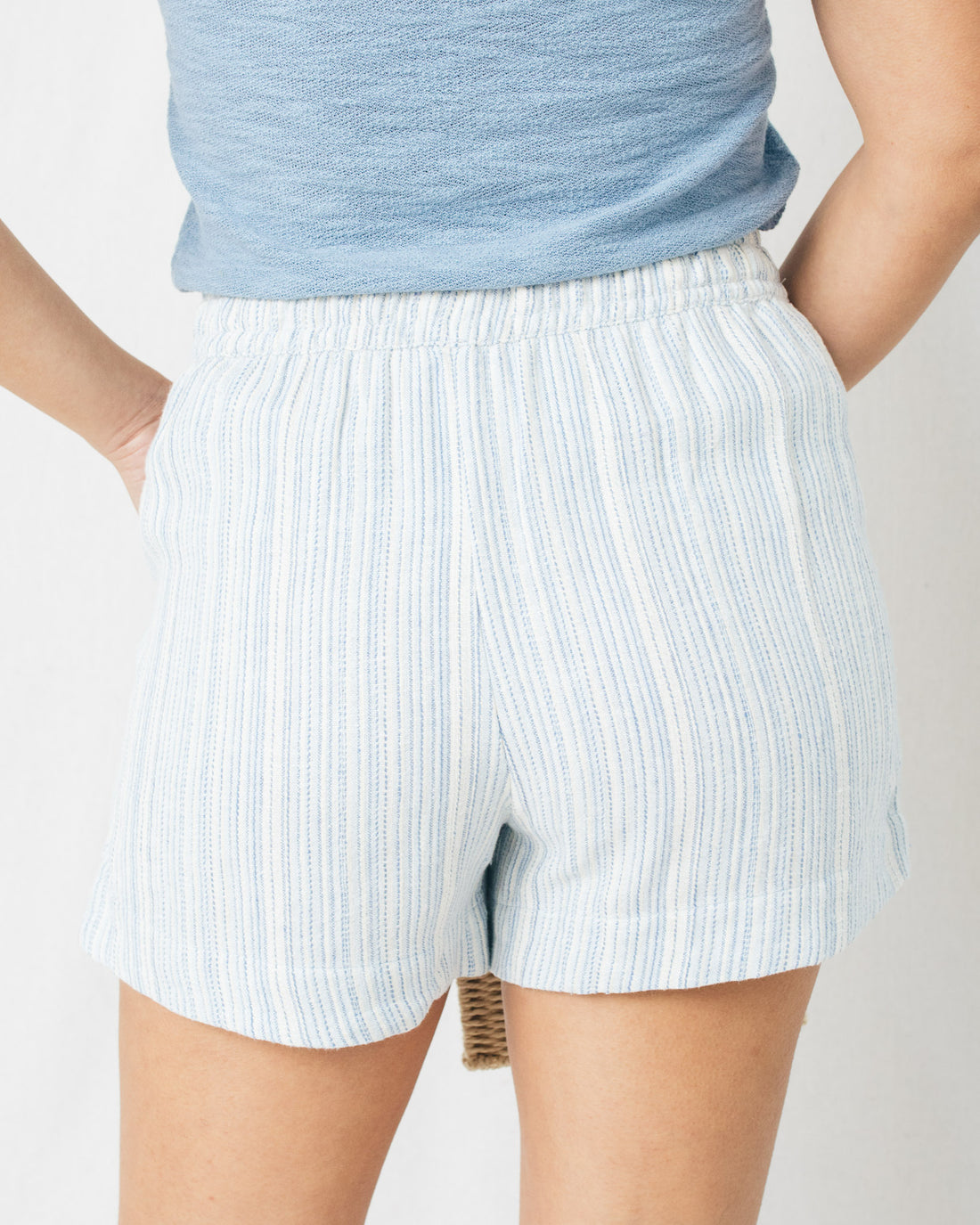 Malibu Days Textured Stripe Drawstring Shorts