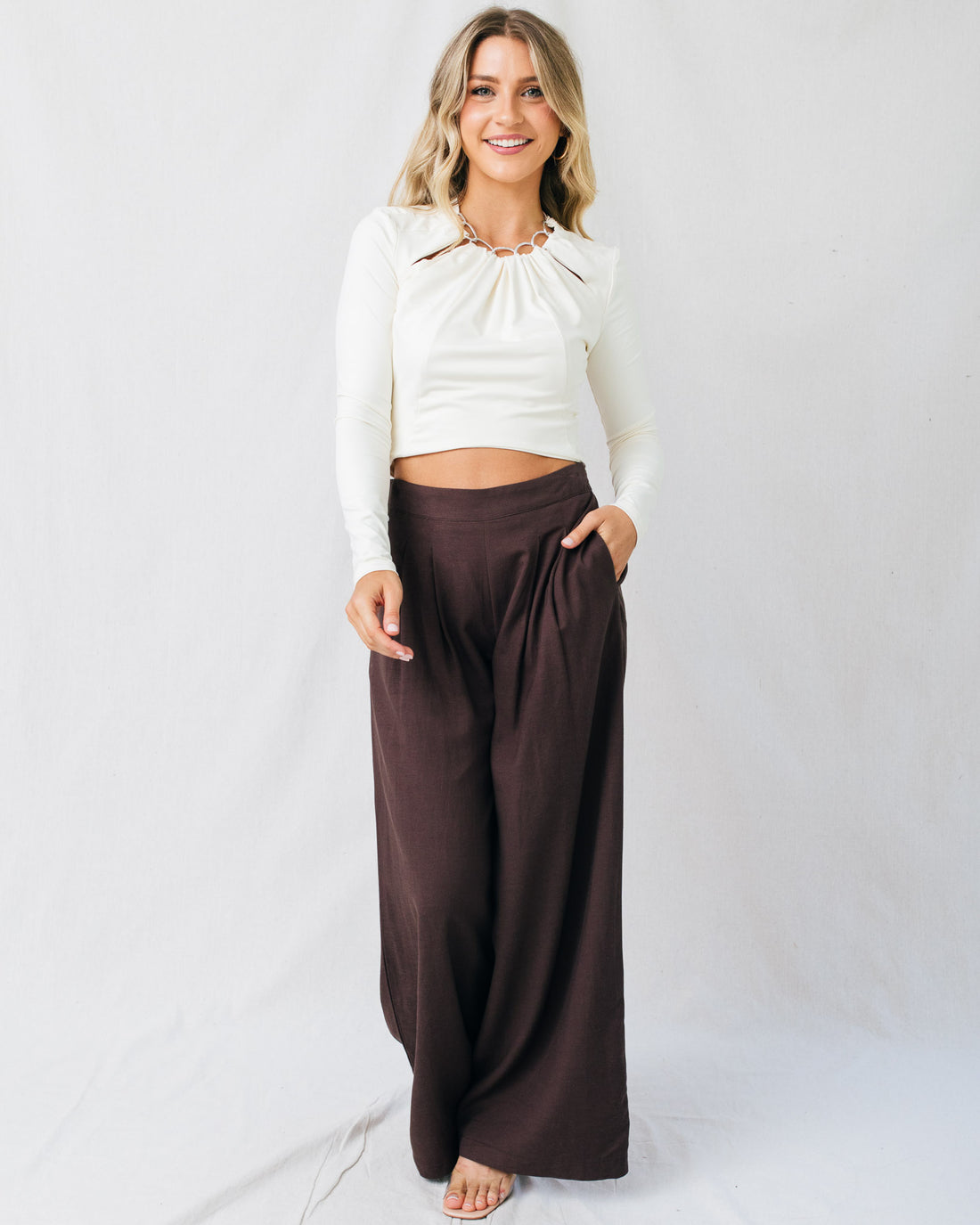 Vashti Neck Trim Detail Crop Top