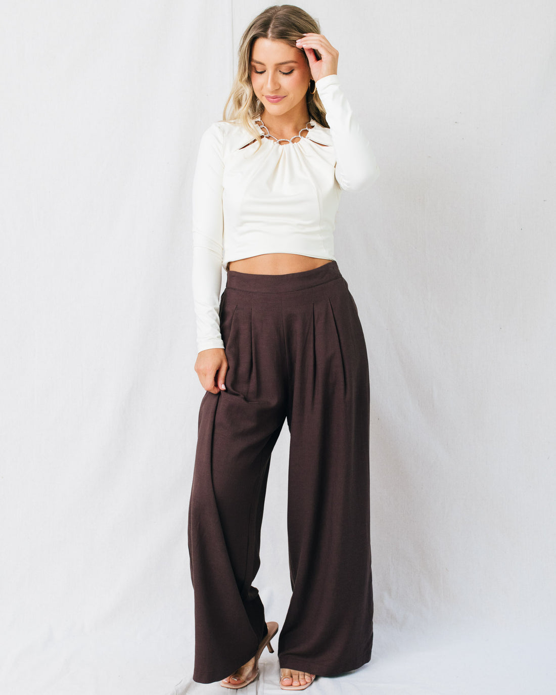 Vashti Neck Trim Detail Crop Top