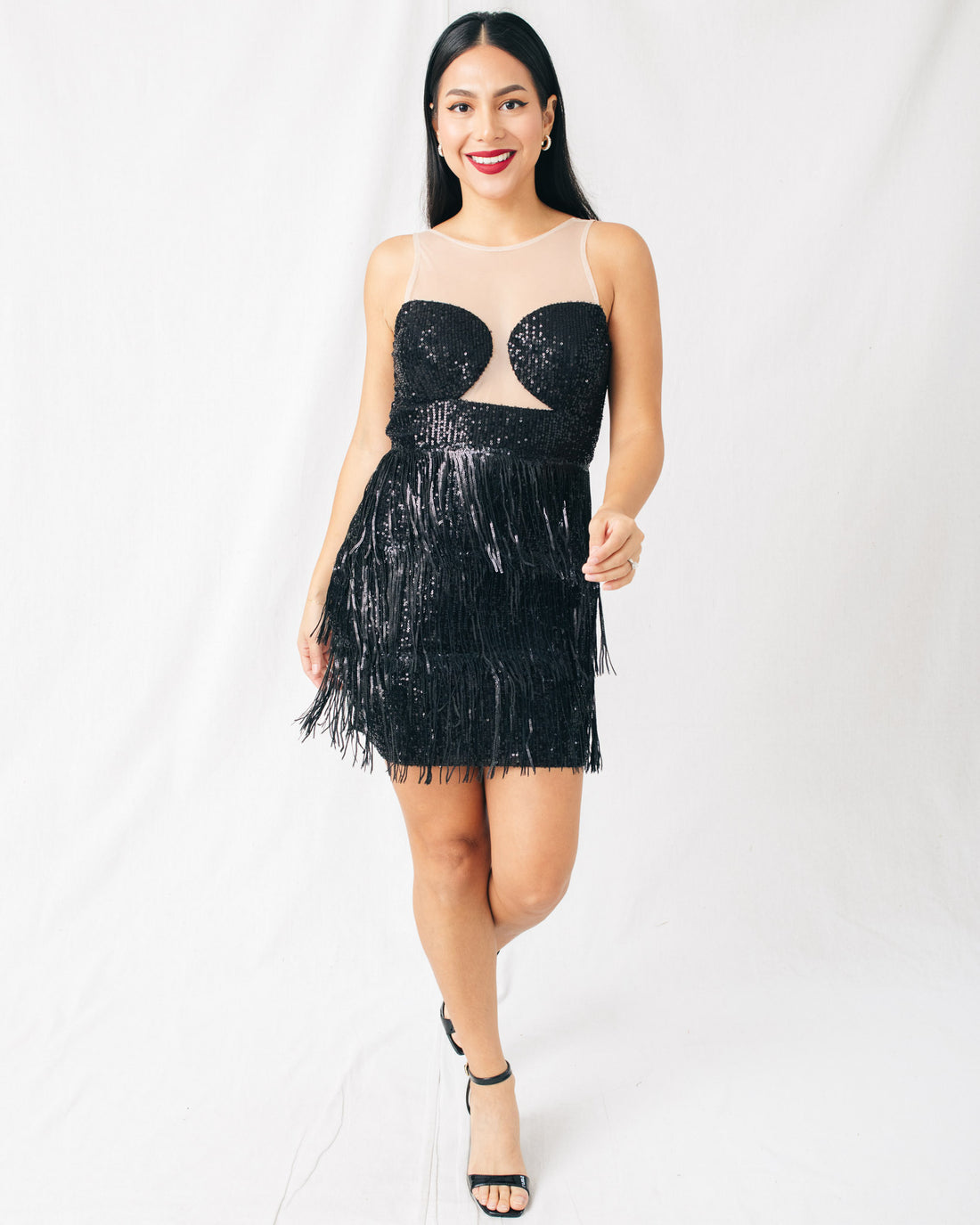 Dance The Night Sequin Fringe Mini Dress