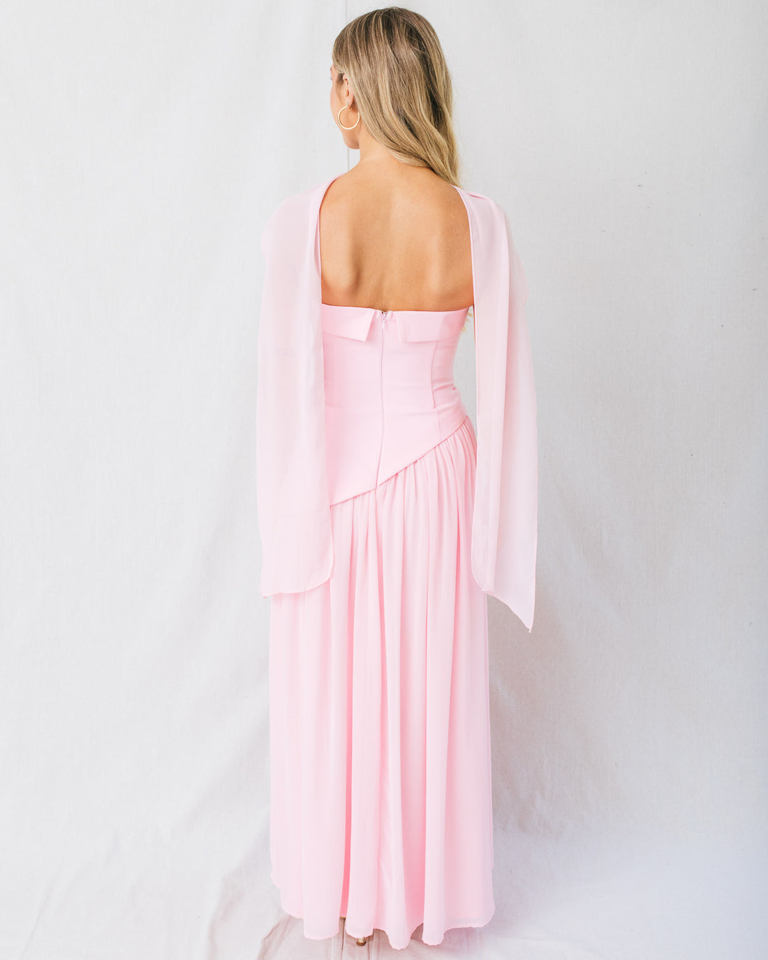 Fiore Strapless Bandeau Scarf Detail Maxi Dress