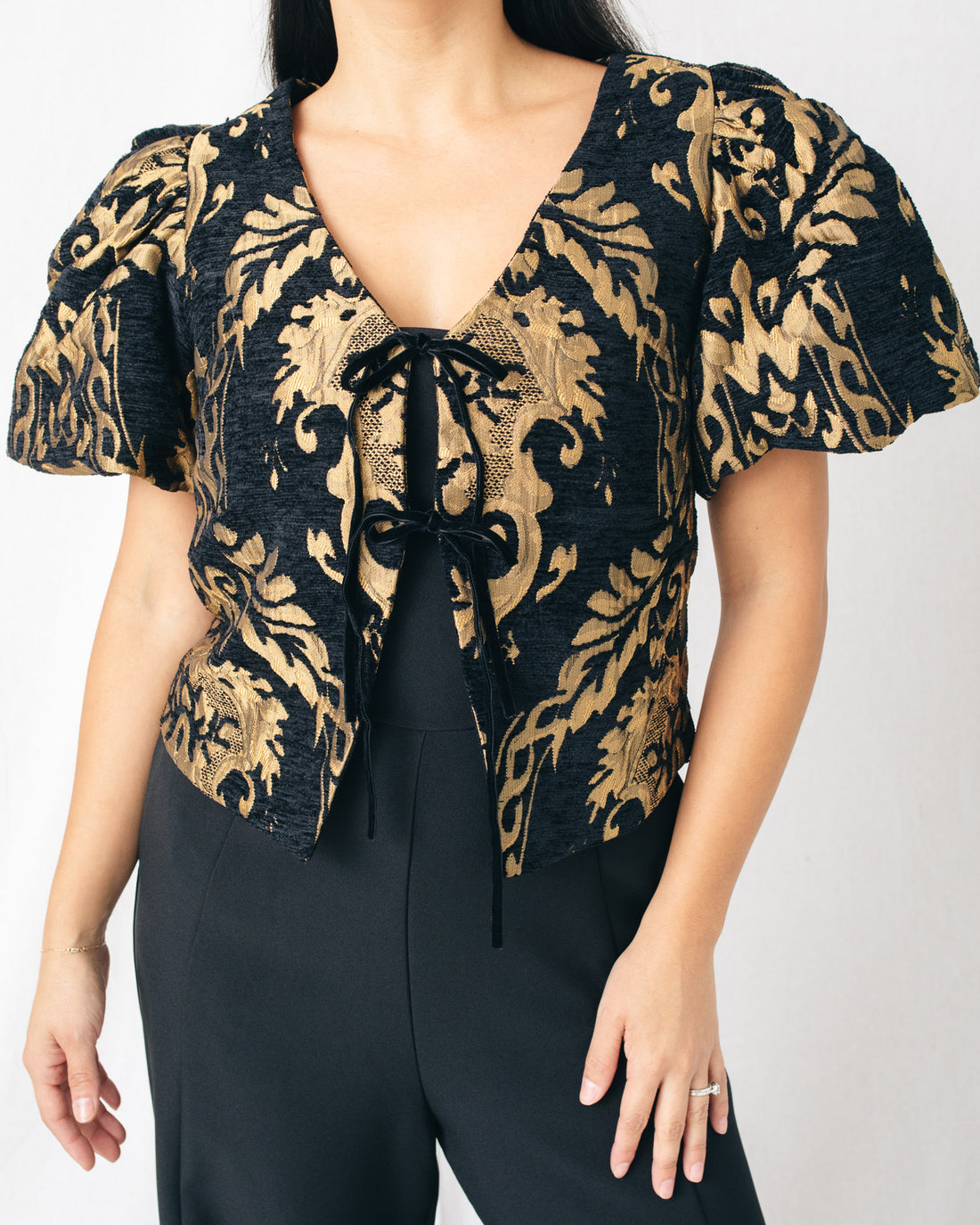 Carmin Jacquard Front Tie Top