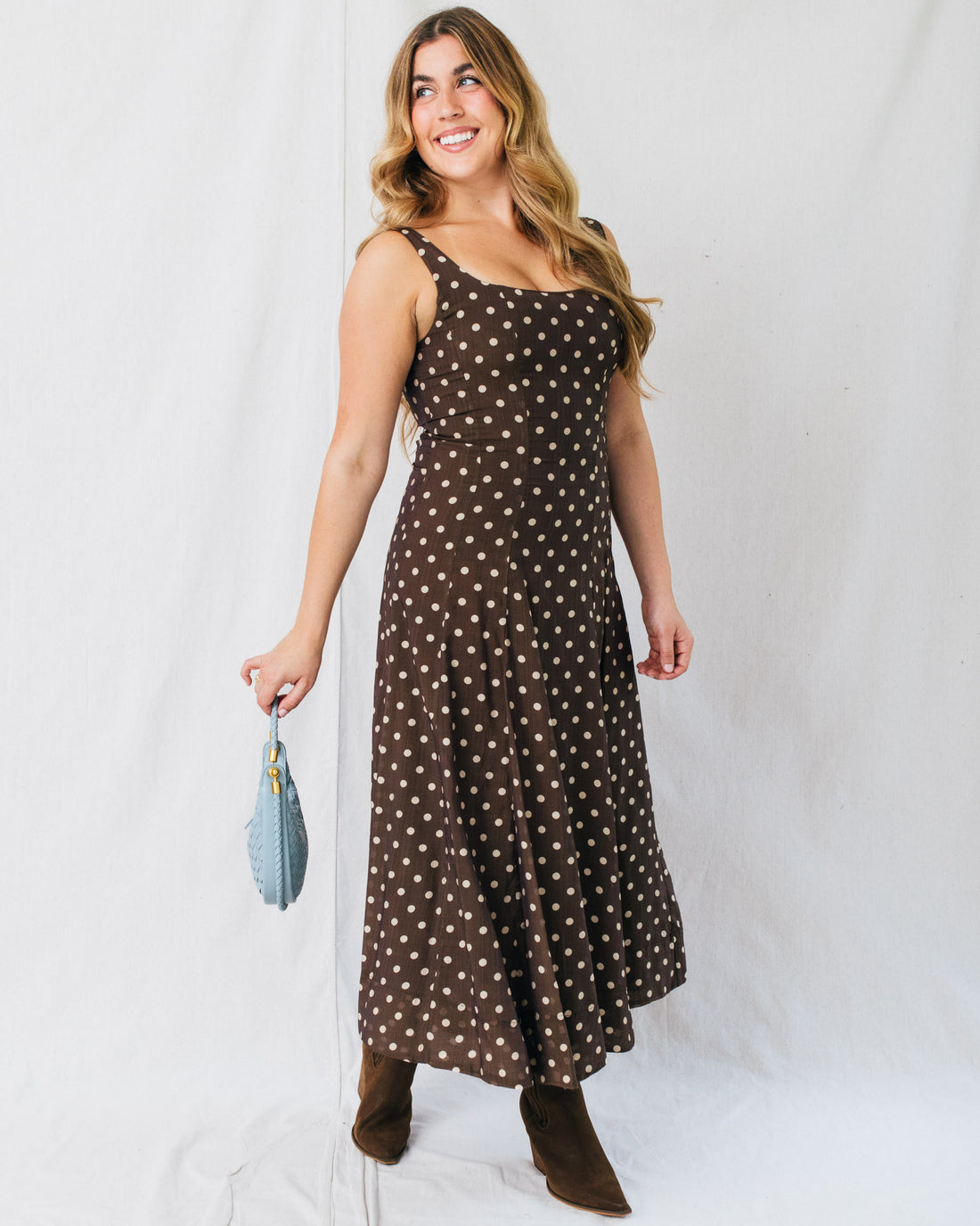 Millie Polka Dot Square Neck Maxi Dress