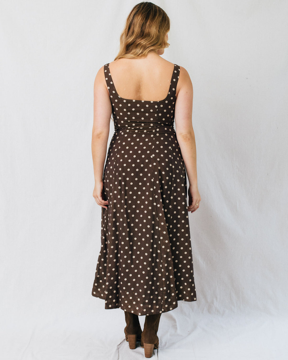 Millie Polka Dot Square Neck Maxi Dress