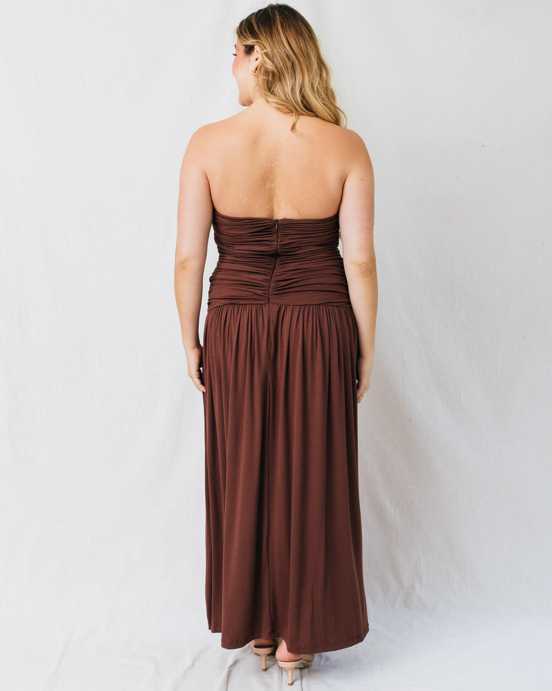 Sienna Strapless Ruched Maxi Dress