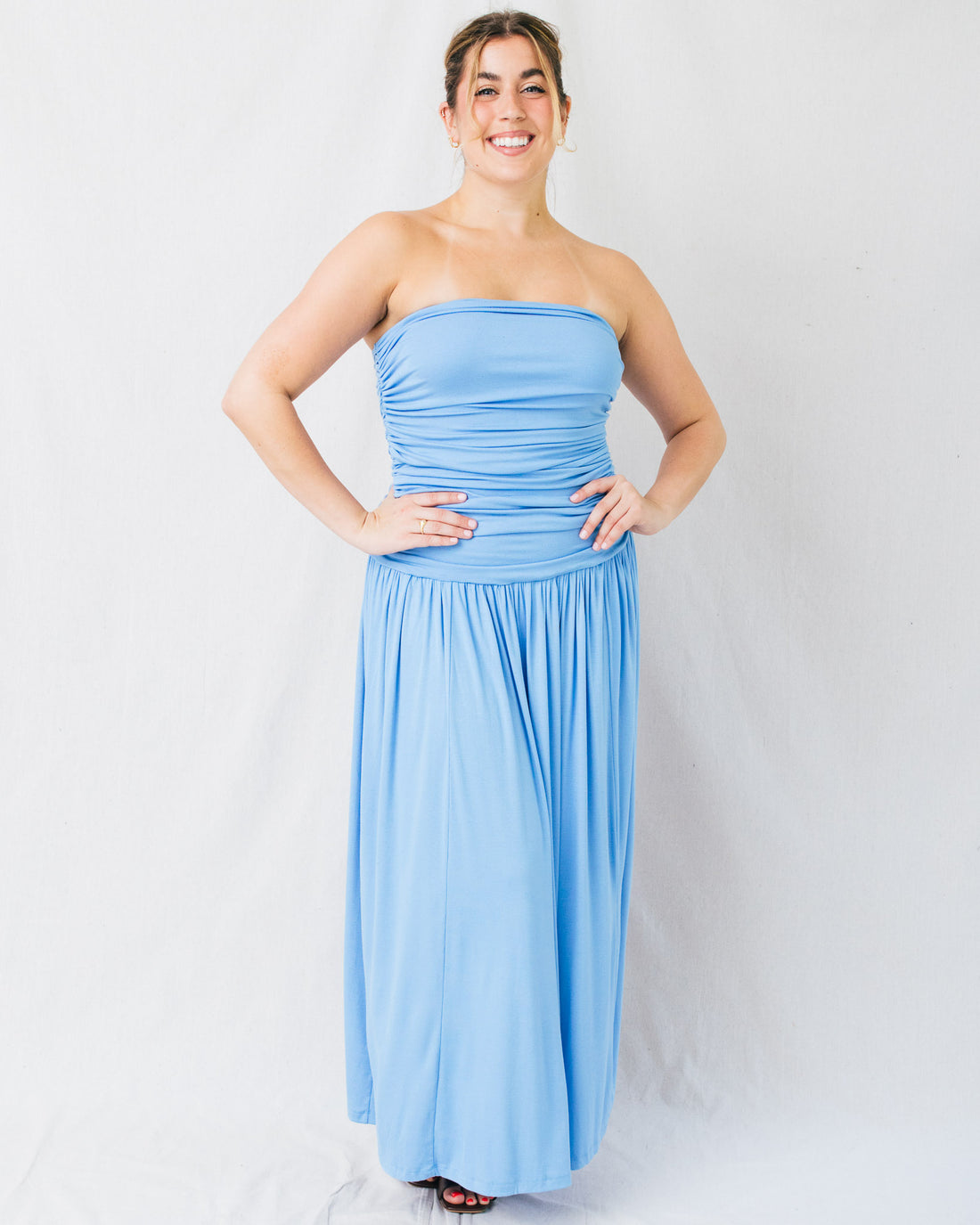 Sienna Strapless Ruched Maxi Dress