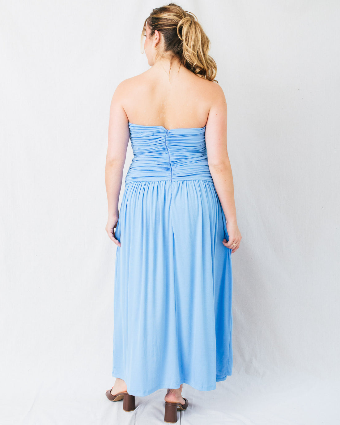 Sienna Strapless Ruched Maxi Dress
