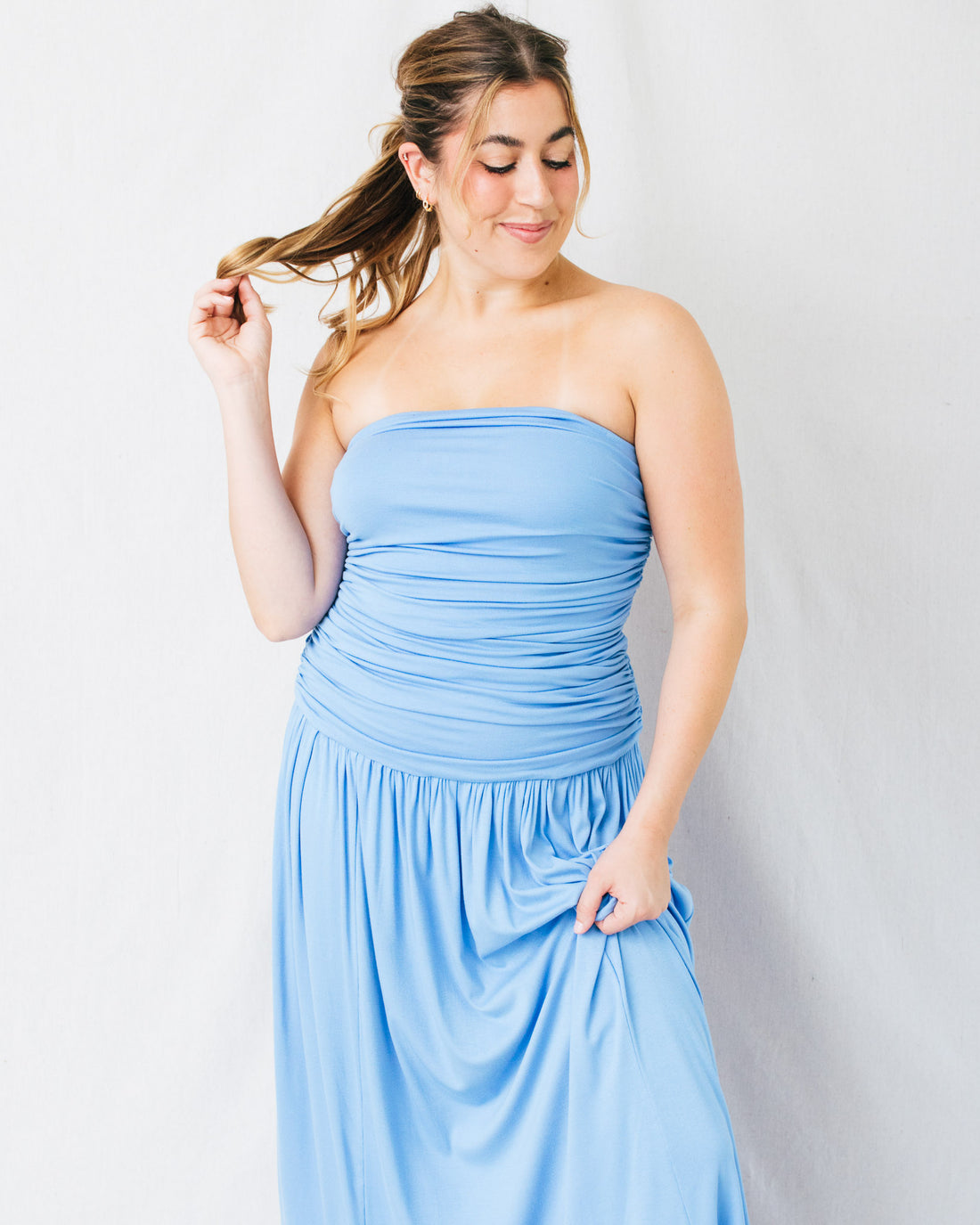 Sienna Strapless Ruched Maxi Dress