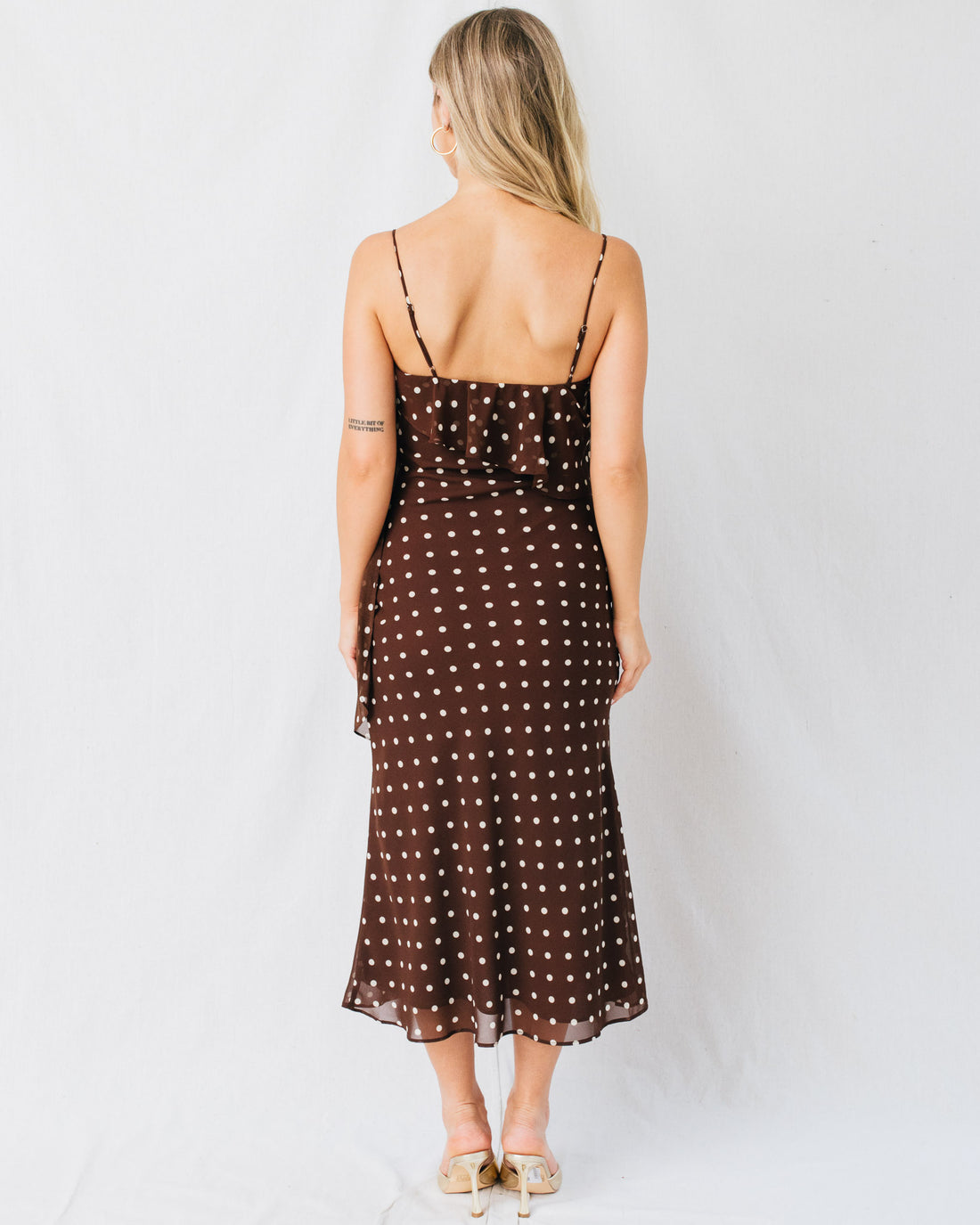 Laura Ruffle Detail Polka Dot Midi Dress