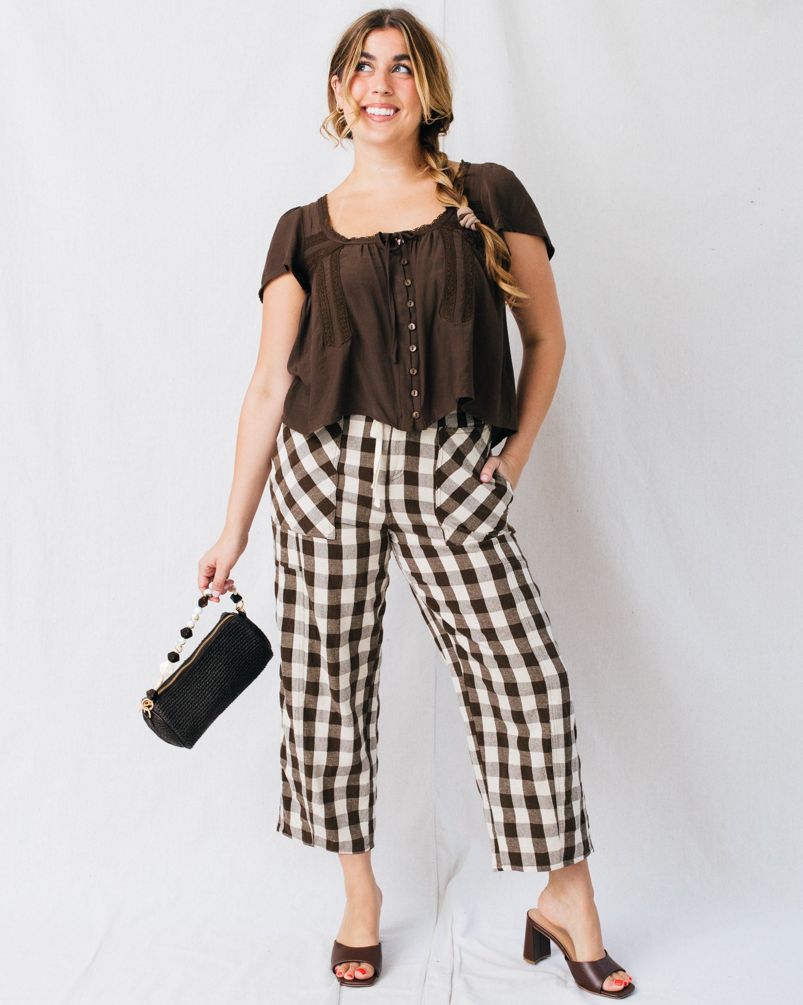 パンツ JieDa POCKET GINGHAM SLACKS BROWN CHECK2
