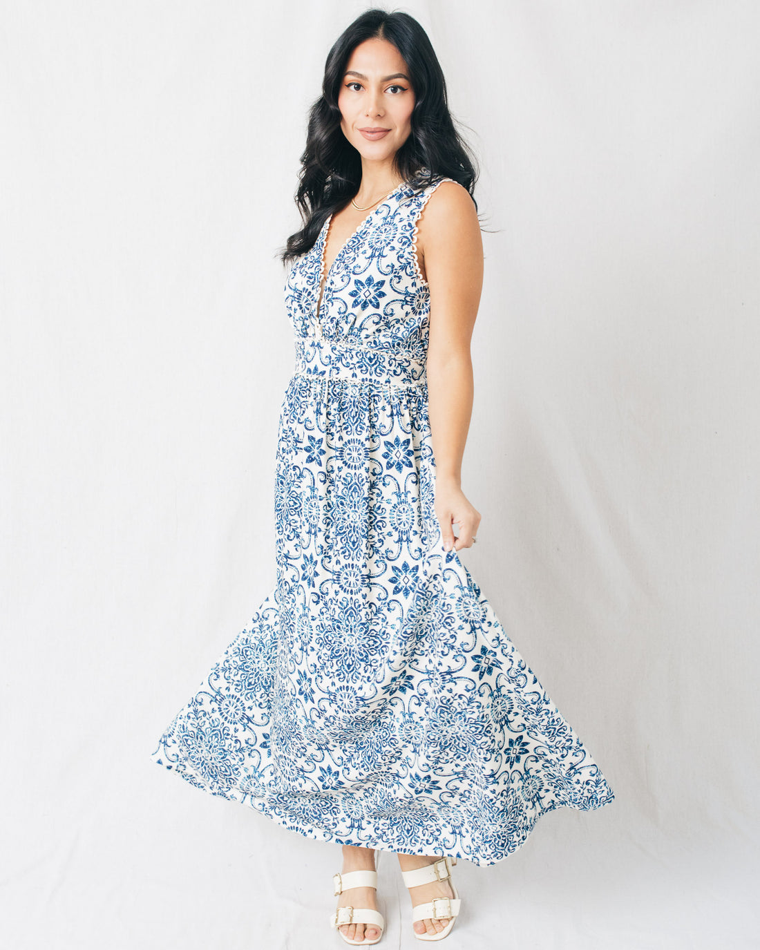 Summer In Capri Scalloped Lace Midi Dress