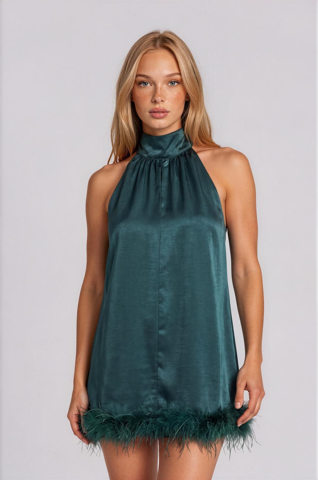 Light As A Feather Halter Mini Dress