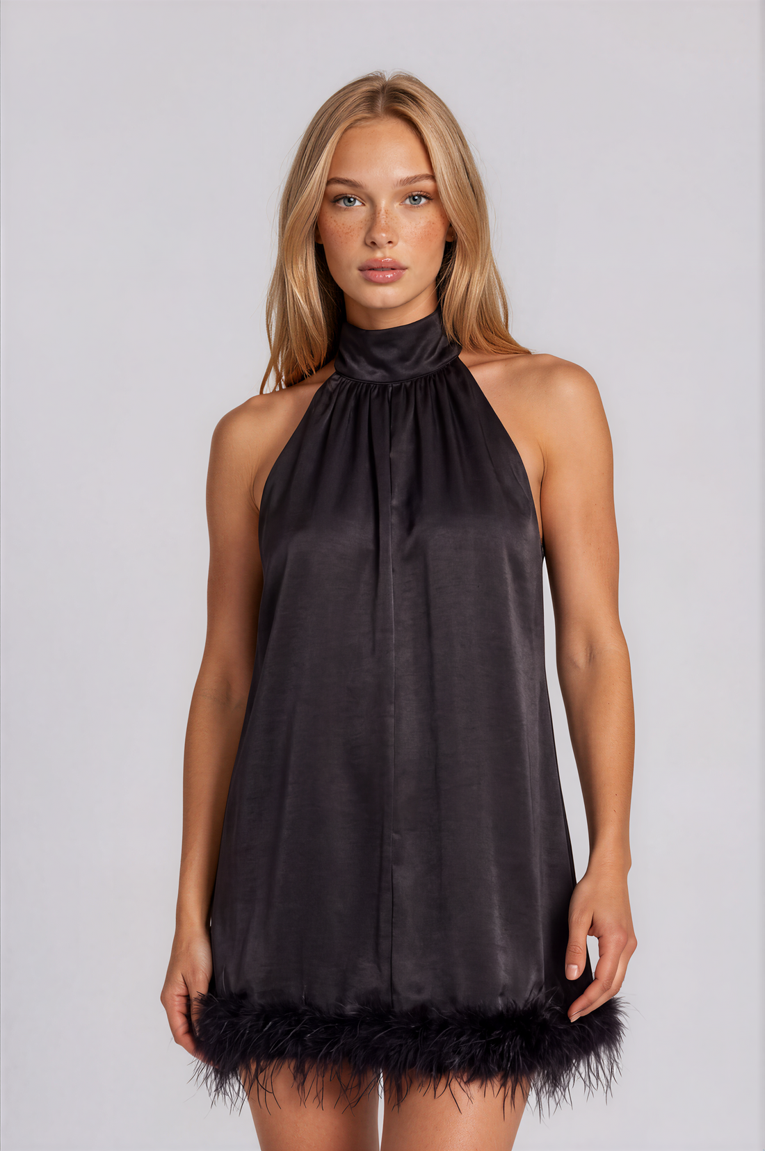Light As A Feather Halter Mini Dress