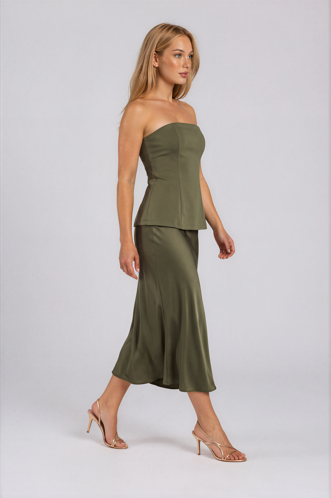Iliana Corset Bodice Satin Maxi Dress