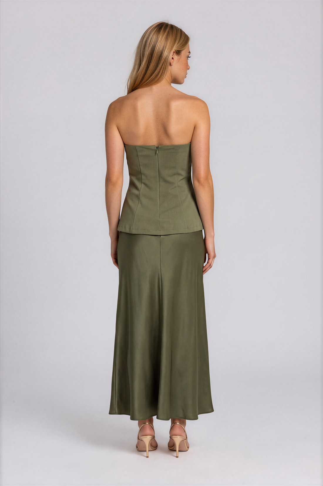 Iliana Corset Bodice Satin Maxi Dress