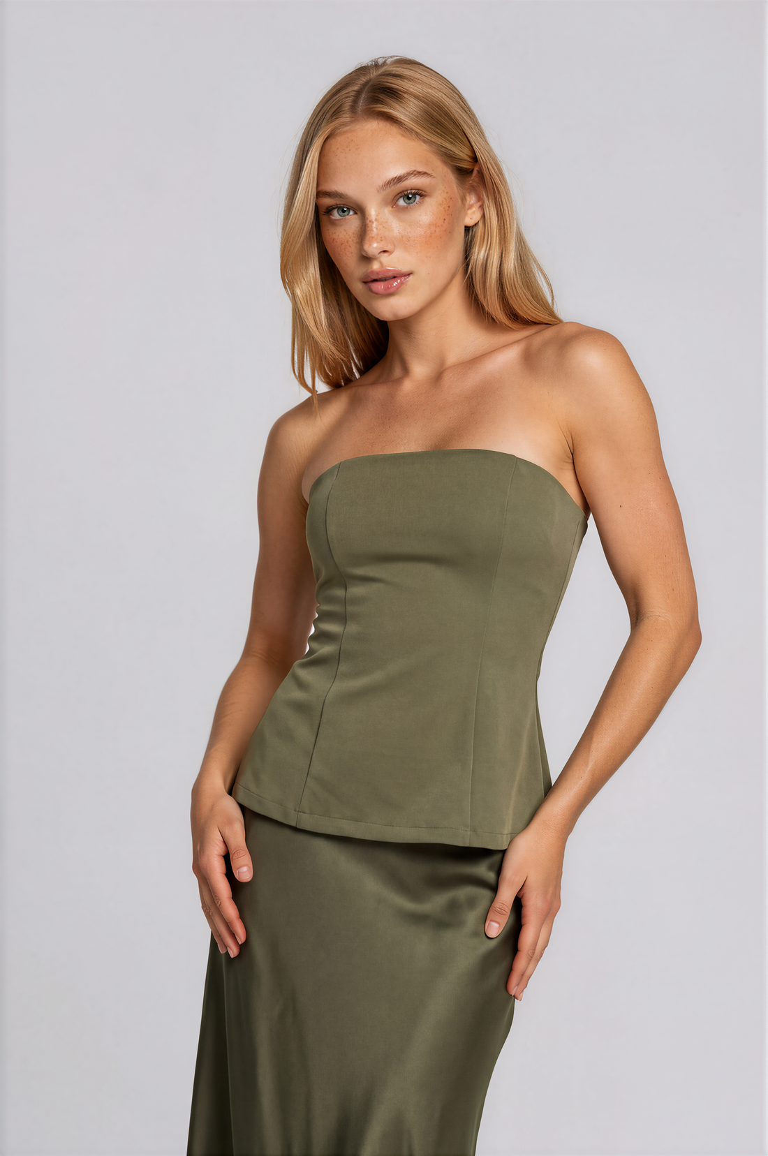 Iliana Corset Bodice Satin Maxi Dress