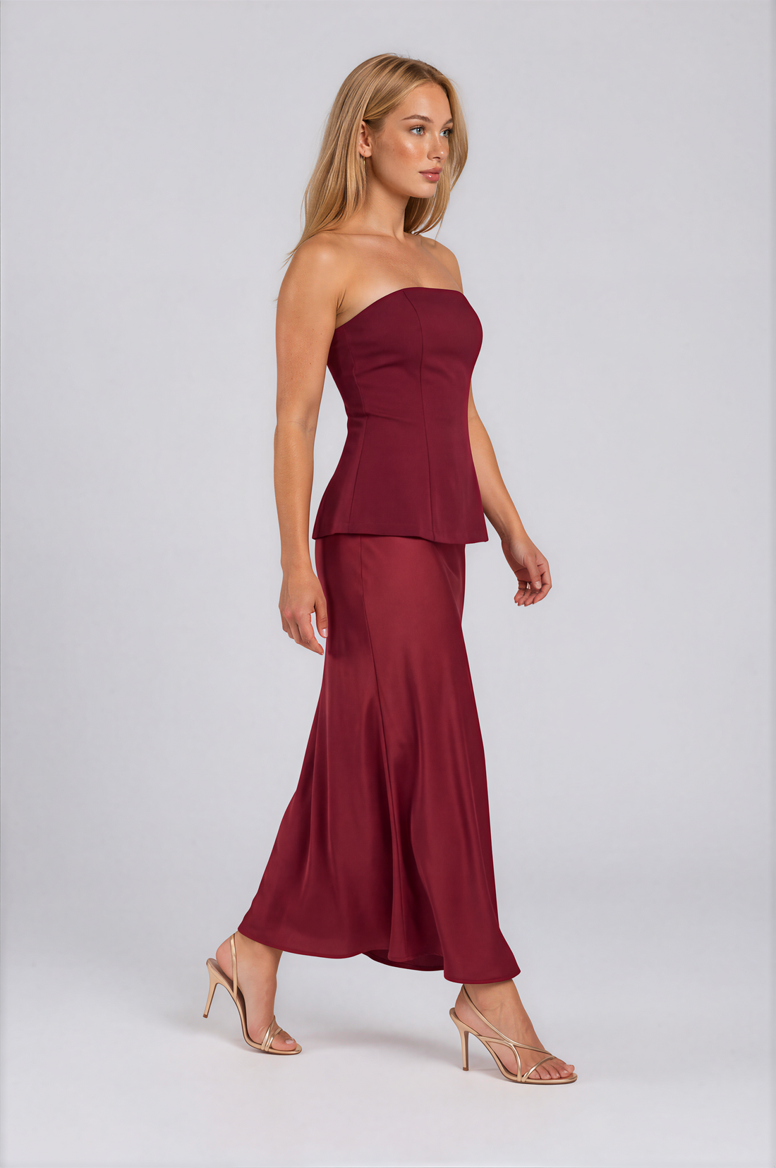 Iliana Corset Bodice Satin Maxi Dress