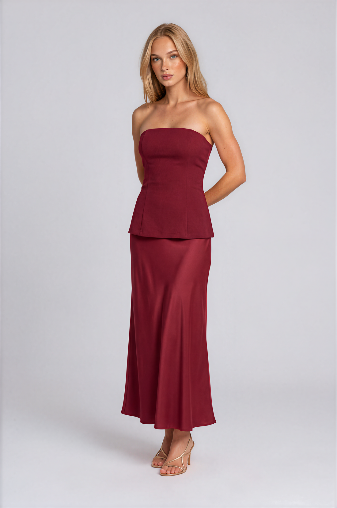 Iliana Corset Bodice Satin Maxi Dress