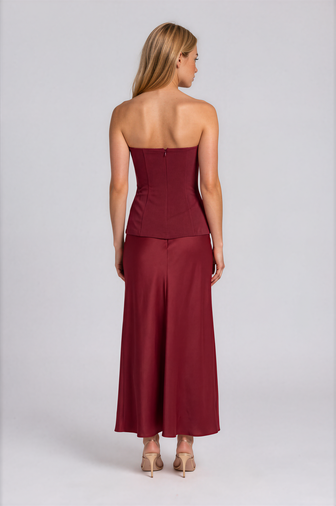Iliana Corset Bodice Satin Maxi Dress