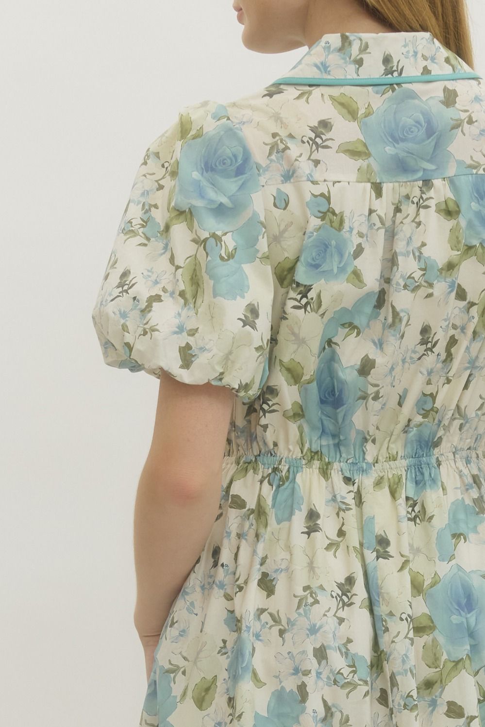 Lillian Contrast Binding Tie Detail Floral Midi Dress