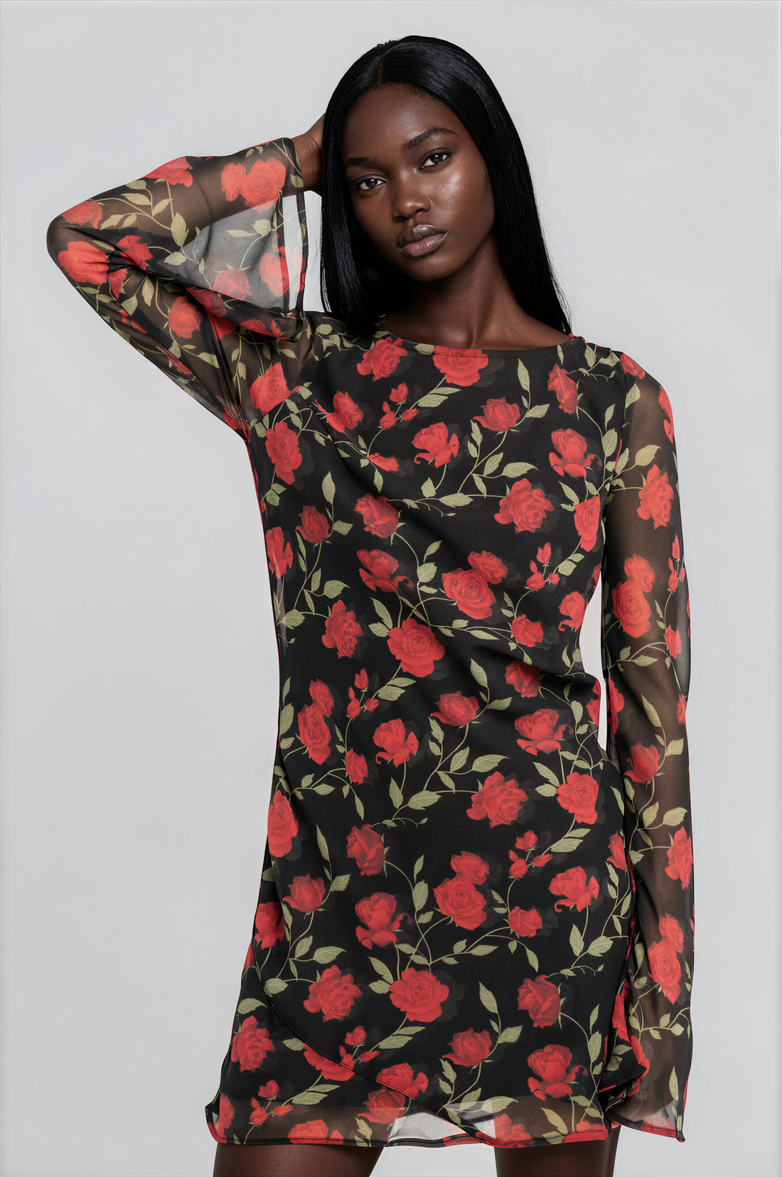 Coming Up Roses Floral Bias Cut Mini Dress