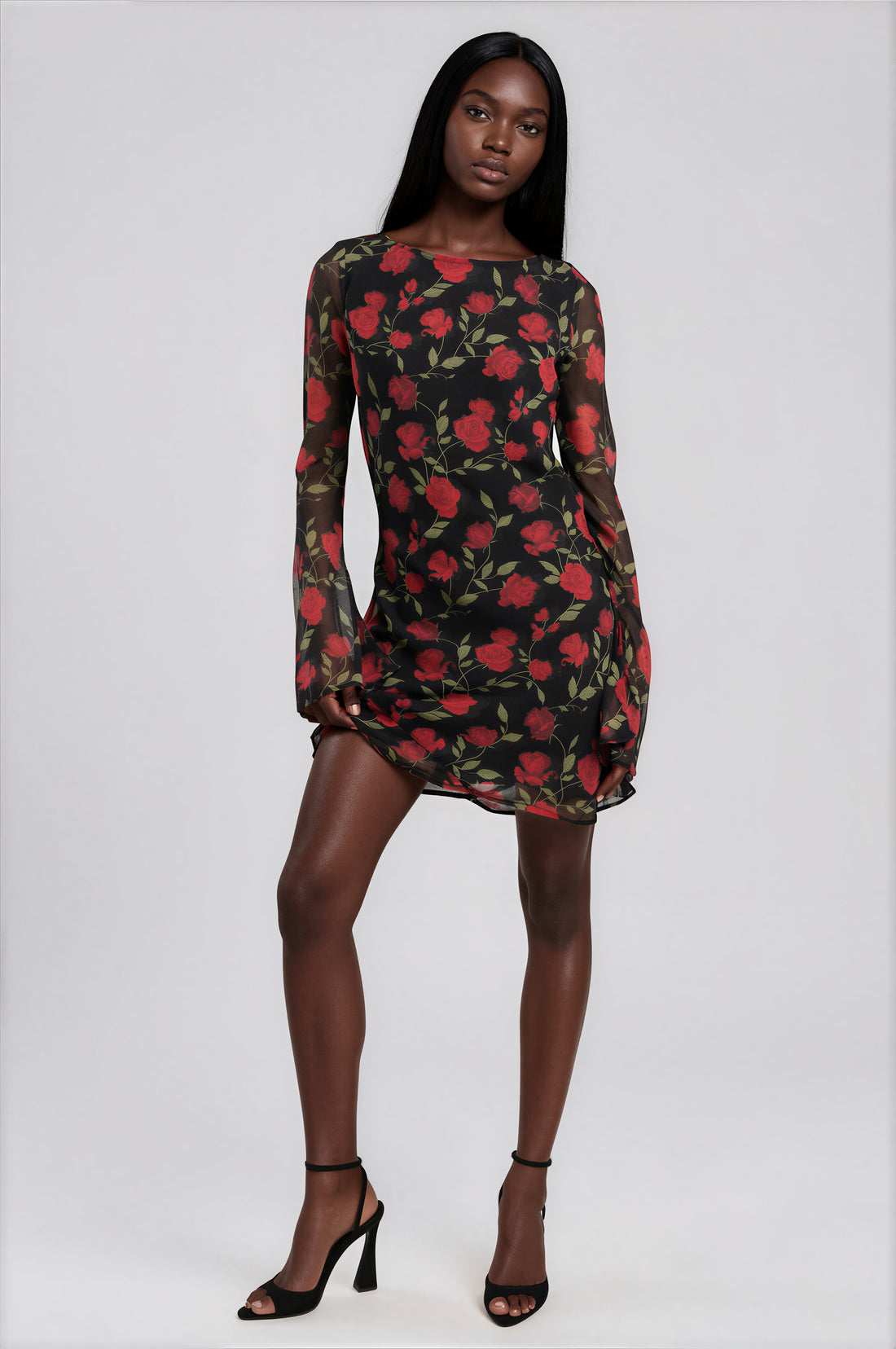 Coming Up Roses Floral Bias Cut Mini Dress