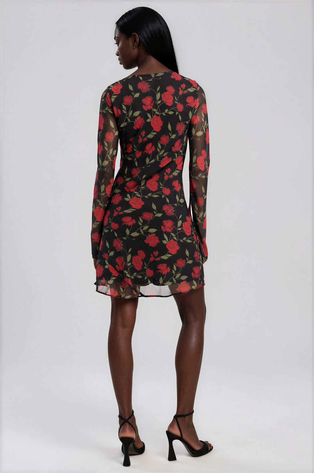 Coming Up Roses Floral Bias Cut Mini Dress