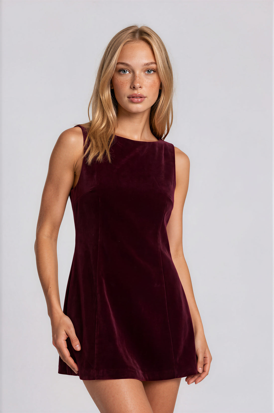 Carmine Velvet Mini Dress
